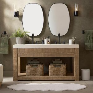 Тумба под раковину из дуба и столешницей из кварца