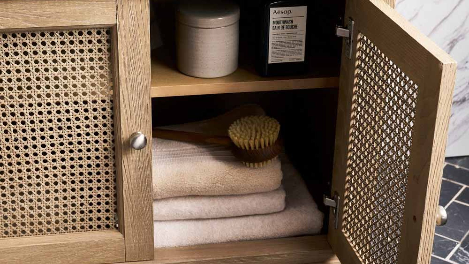 Комод в ванную с каменной столешницей-4